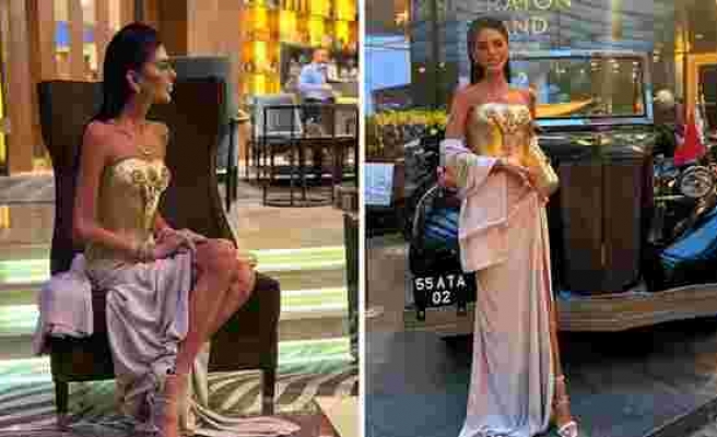 Altın kaplamalı elbise giyen Süreyya Yalçın sosyal medyada gündem oldu