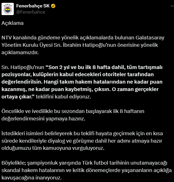 Fenerbahçe'nin Cevabı