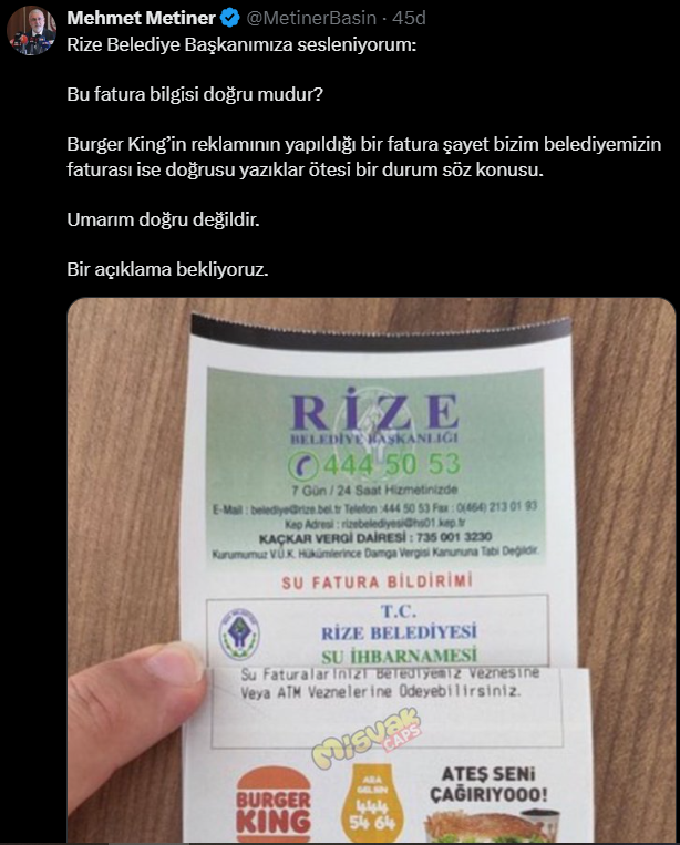 Rize Belediyesi'nden Yapılan Açıklama