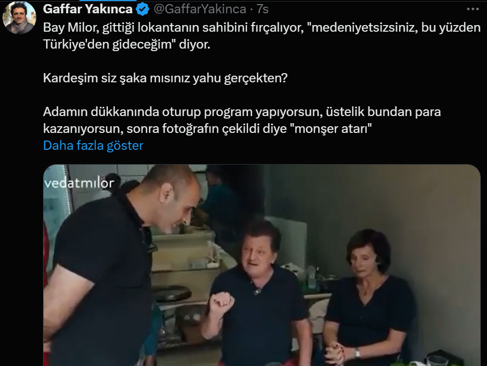 Vedat Milor'un Türkiye Üzerine Yorumları Tepki Çekti