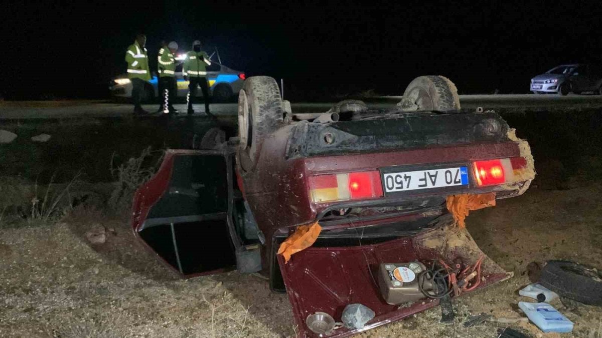 Karaman’da Tofaş Otomobilin Şarampole Takla Attığı Kaza